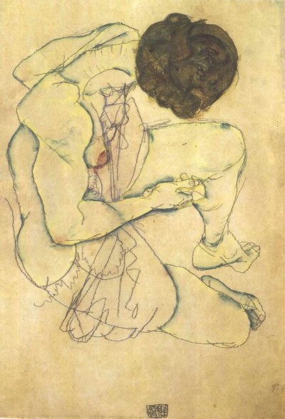 Seated Female Nude by Egon Schiele